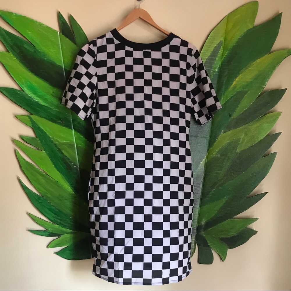 NWT Glamorous Checkered Sheer Punk/Mod shift dress